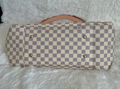 White/Grey Checkered Large Hobo Handbag