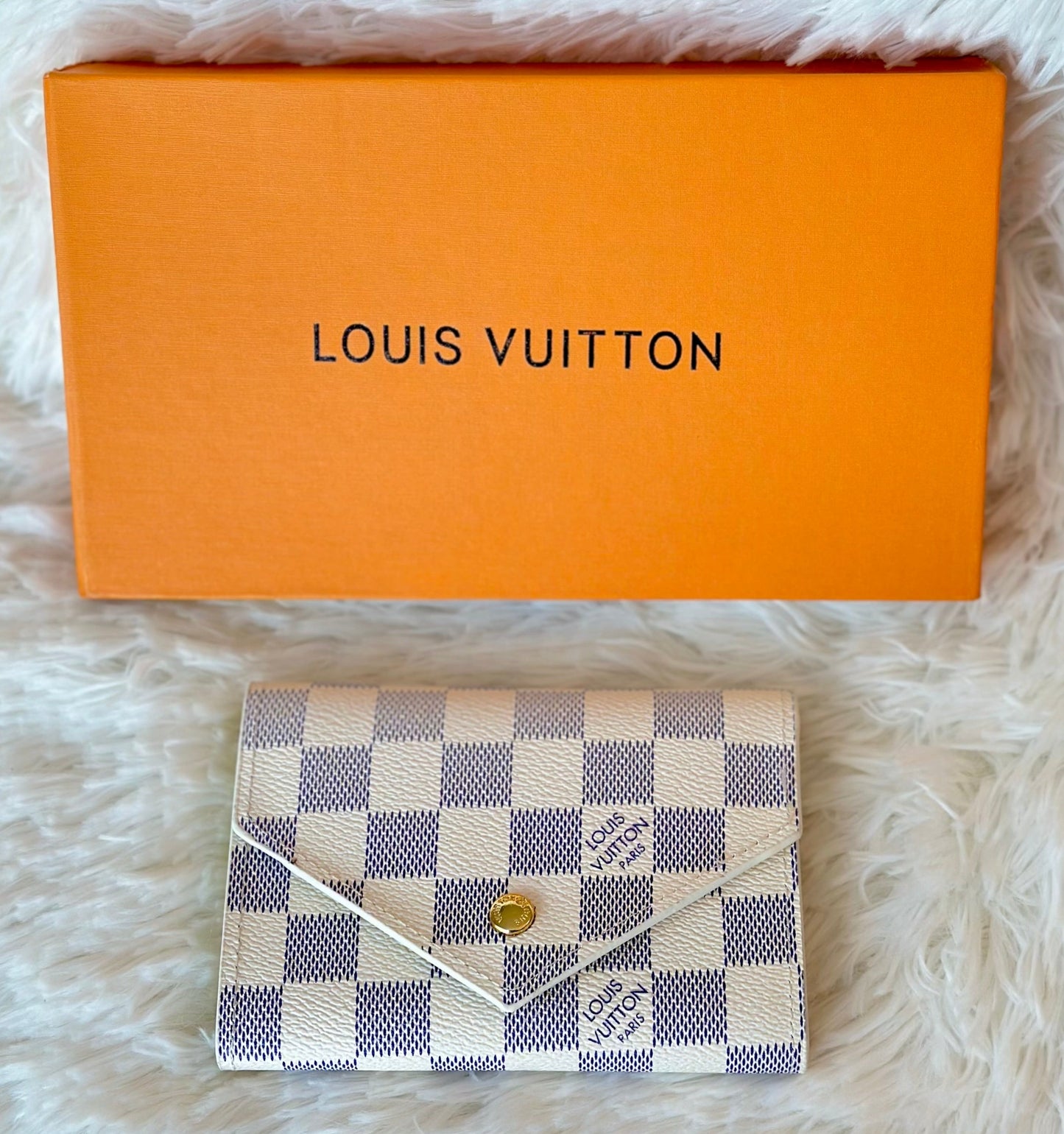 White Checkered Medium Wallet