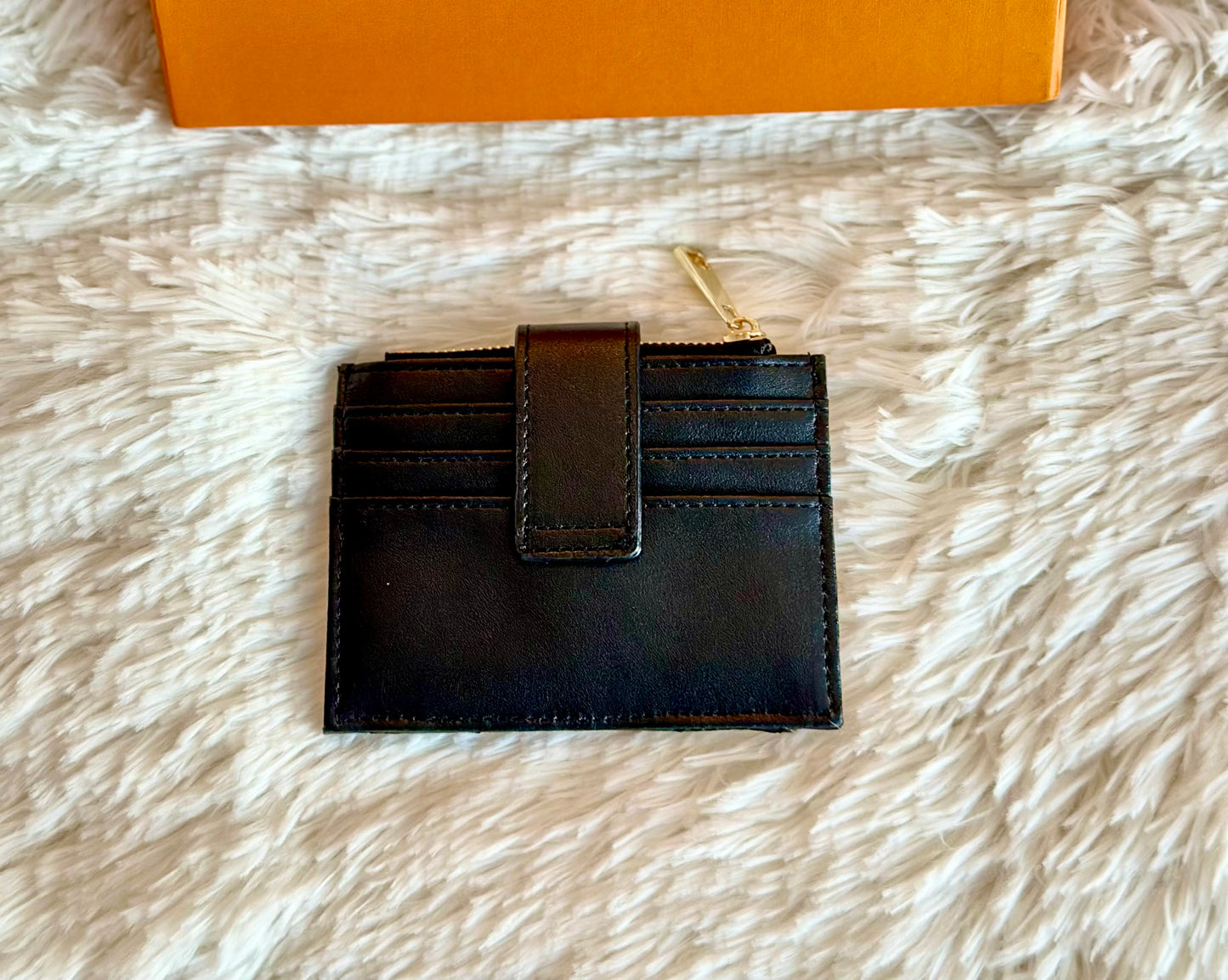 Black Small Wallet Cardholder with Gold Hardware